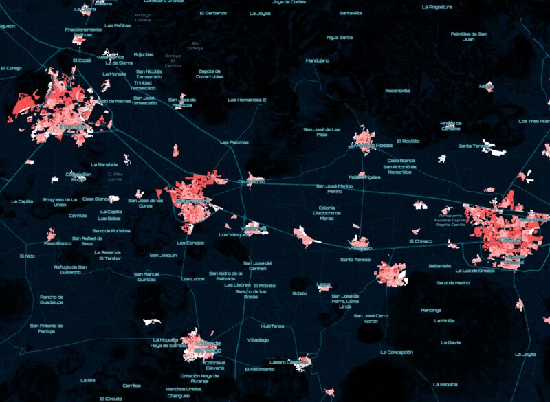 Internet accessibility changes hugely among neighborhoods in the main cities of Guanajuato
